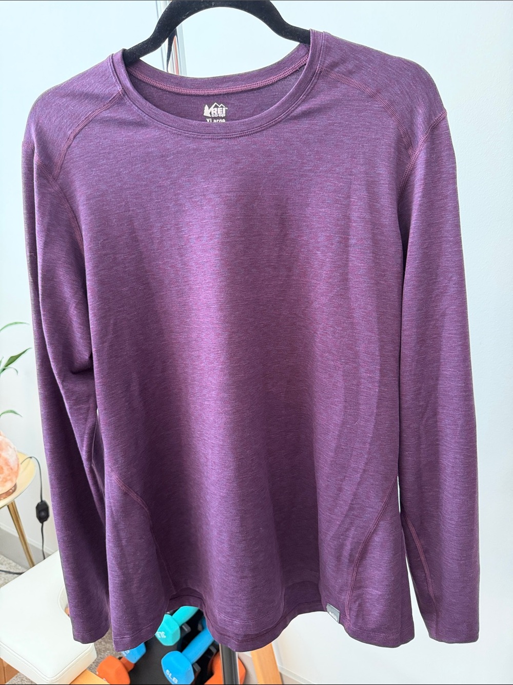 REI Heathered Plum Crewneck Long-Sleeve Sweater